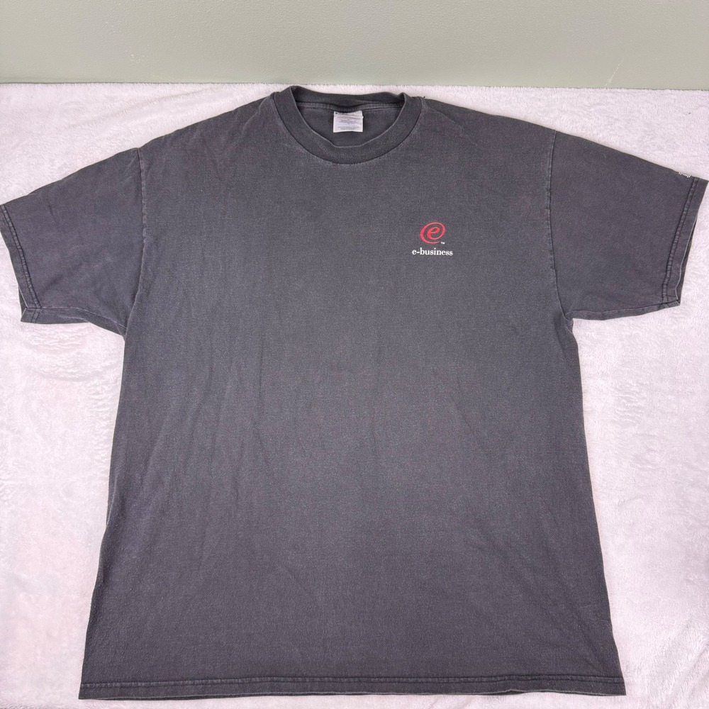 Vintage IBM e-business 2000's Y2K Shirt XL Black Tech Promo Tee Silicon Valley‎